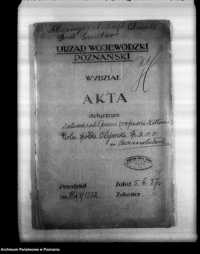 Obraz 4 z jednostki "Zatwierdzenie zakładu przemysłowego rafinerii i kotłowni/ Rolniczej Spółki Olejarskiej Spółka z o. o. w Szamotułach"