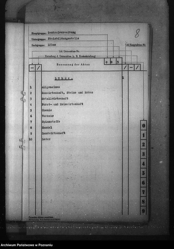 Obraz 12 z jednostki "Aktenplan der - Preisbildungsstelle"