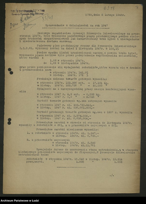 Obraz 8 z jednostki "Dyrekcja Przemysłu Dziewiarskiego; sprawozdania [z działalności]"