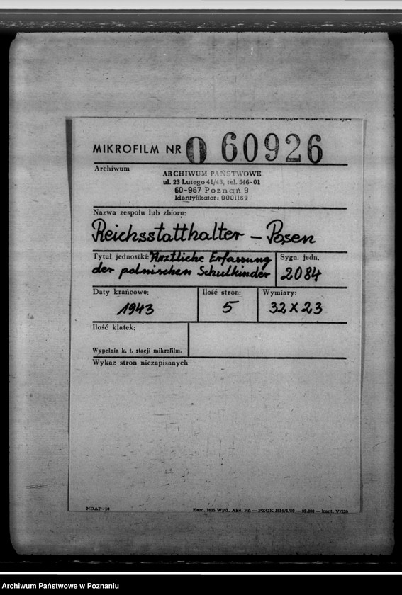 Obraz 2 z jednostki "Ärztliche Erfassung der polnischen Schulkinder"