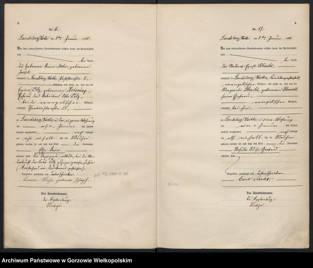 Obraz 12 z jednostki "Geburts Register"