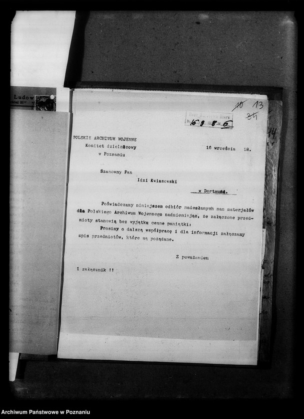 image.from.unit.number "Polskie Archiwum Wojenne- Delegatura w Poznaniu [korespondencja różna.]"