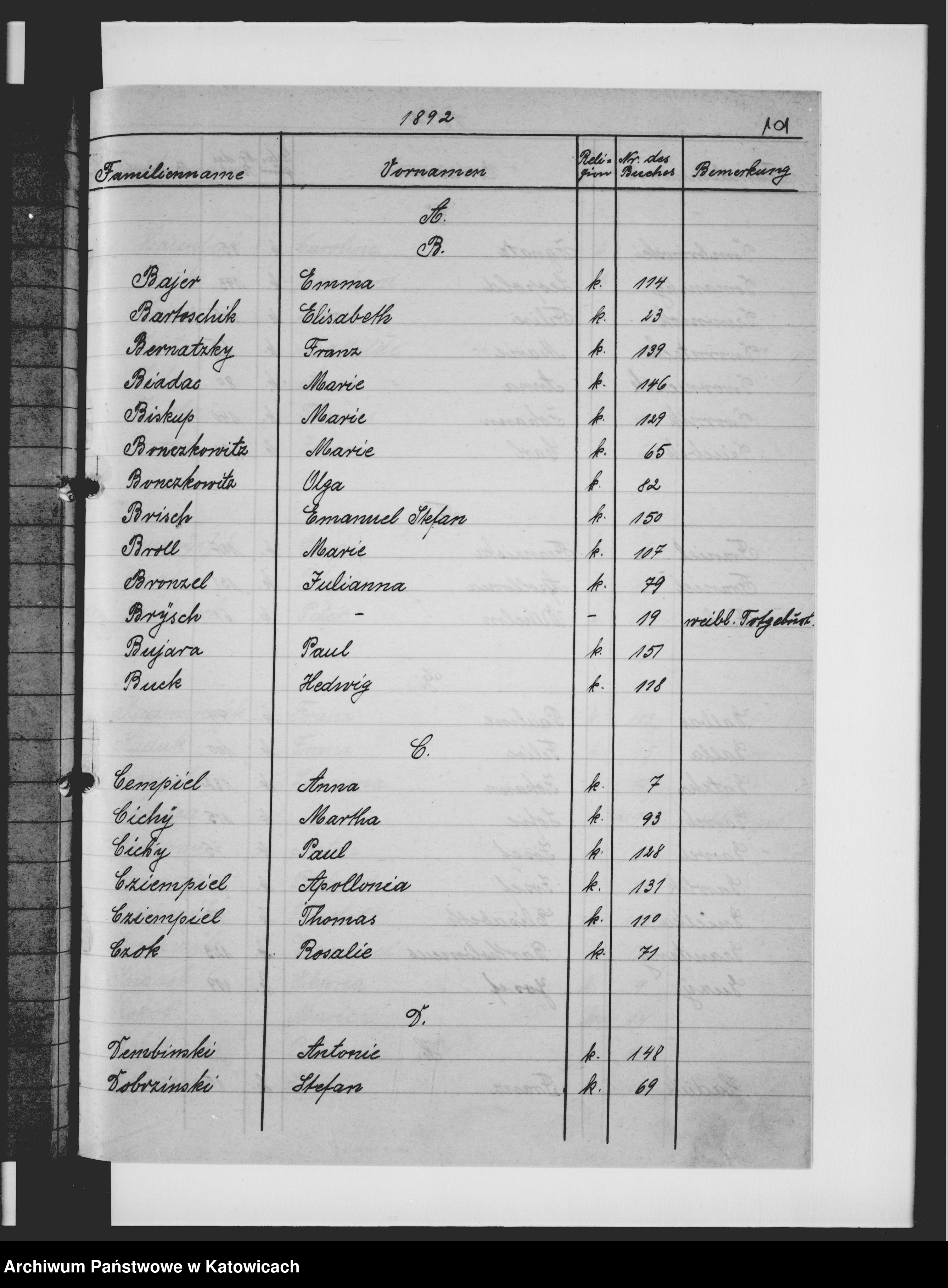 Skan z jednostki: Skorowidz do ksiąg zgonów