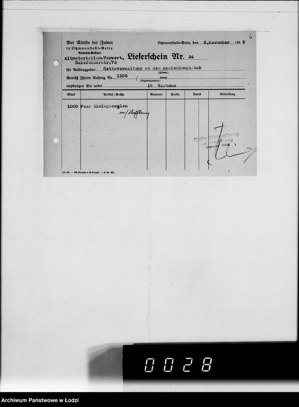 Obraz 10 z jednostki "Aufträge 1105 50.000 P.Einlegesohlen"