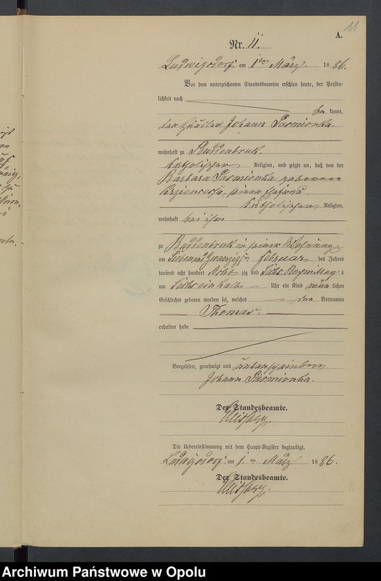 image.from.unit.number "Geburts-Neben-Register Standesamts Ludwigsdorf pro 1886"