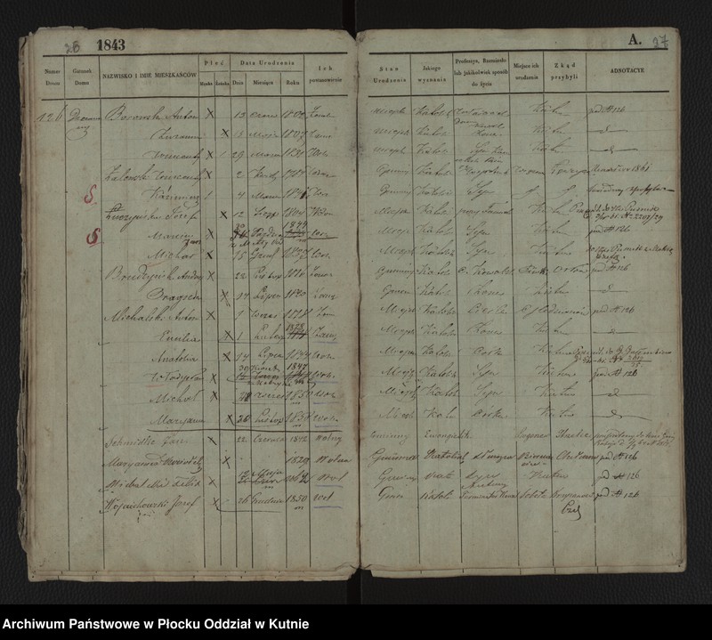 image.from.unit.number "Rejestr ludności miasta Kutna z XIX wieku"