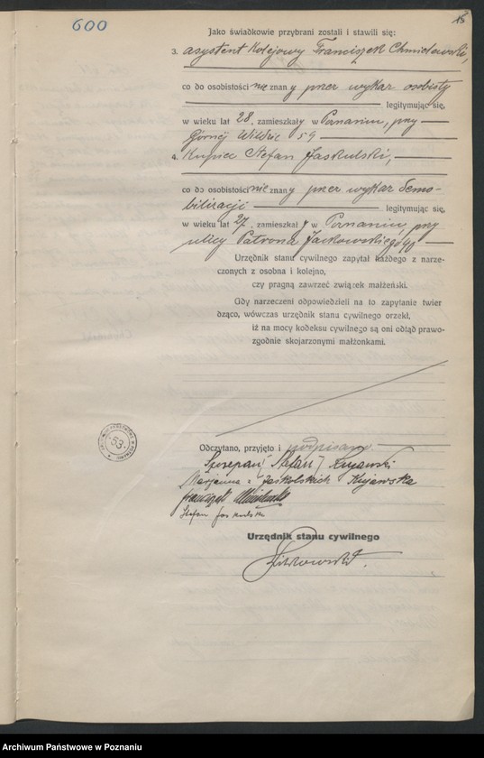 Obraz 17 z jednostki "Księga miejscowa małżeństw tom III [Rejestr główny małżeństw]"