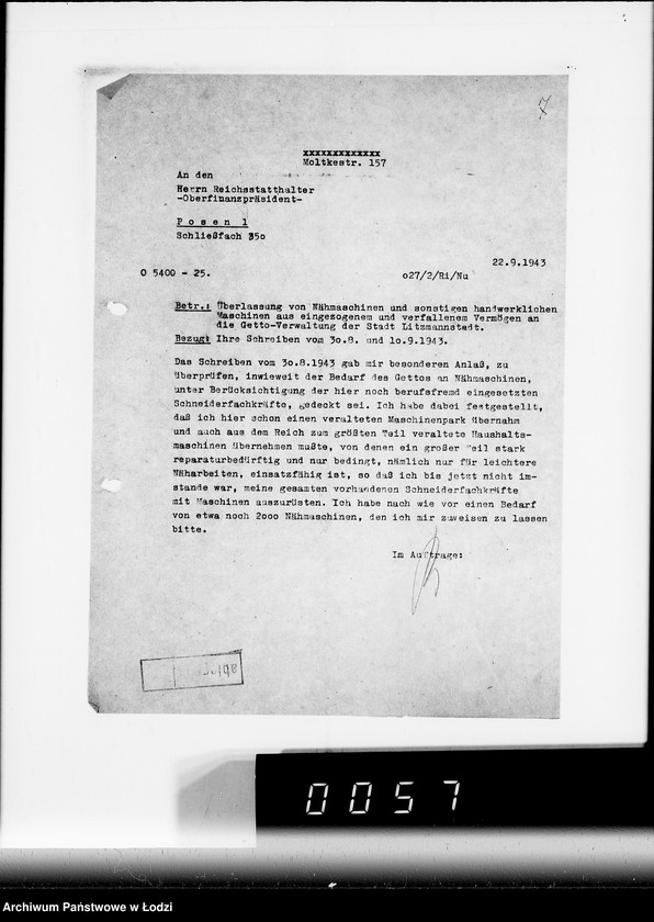 Obraz 11 z jednostki "Nähmaschinen. [Korespondencja w sprawie zakupu, transport i rachunki]"