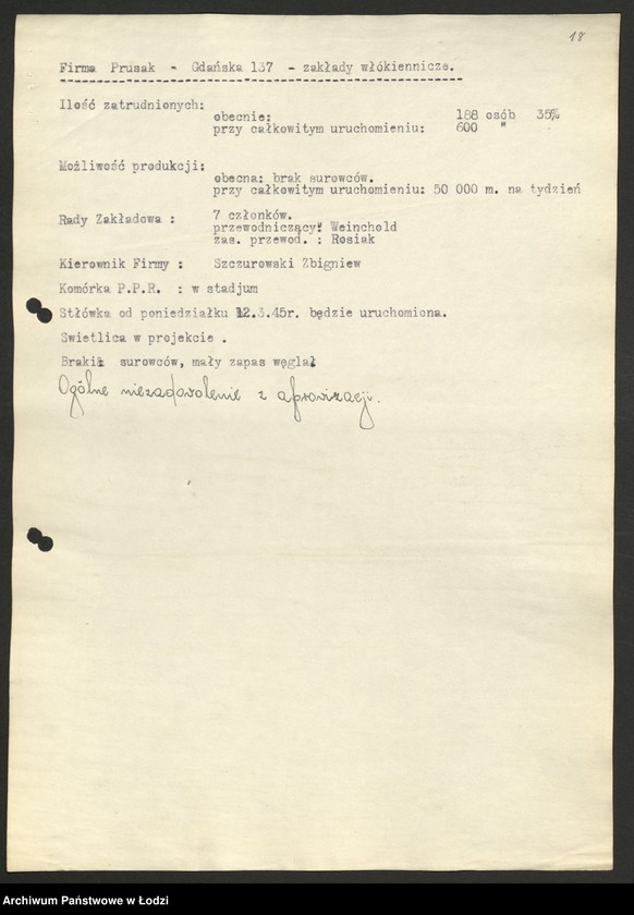 Obraz 19 z jednostki "Wykazy zakładów produkcyjnych z obsadą stanowisk kierowniczych"