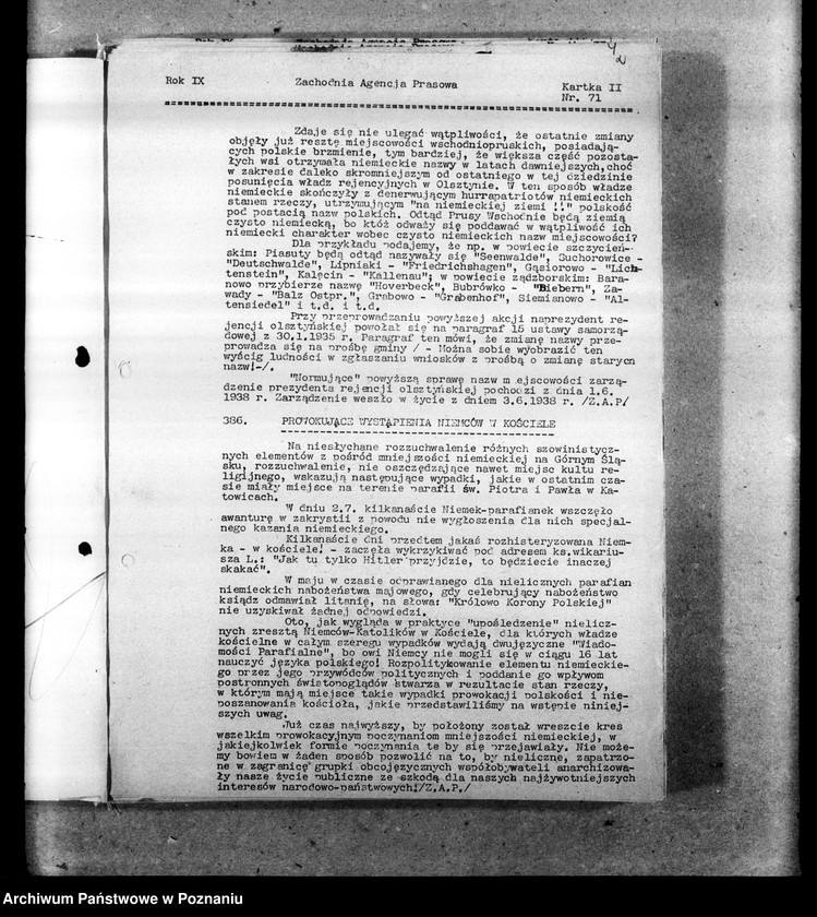 Obraz 5 z jednostki "Biuletyny Zachodniej Agencji Prasowej i Prasowej Agencji Młodych Obozu Zjednoczenia Narodowego"