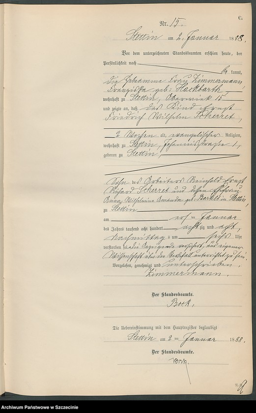 Obraz 18 z jednostki "Sterbe-Register (Neben-Register) Band I"