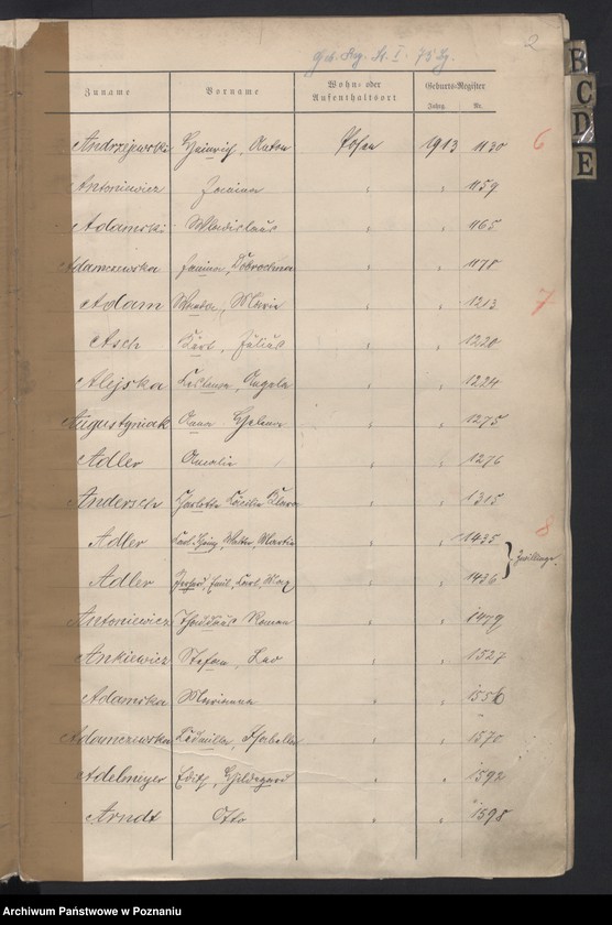 Obraz 4 z jednostki "Spis alfabetyczny urodzeń za 1913"