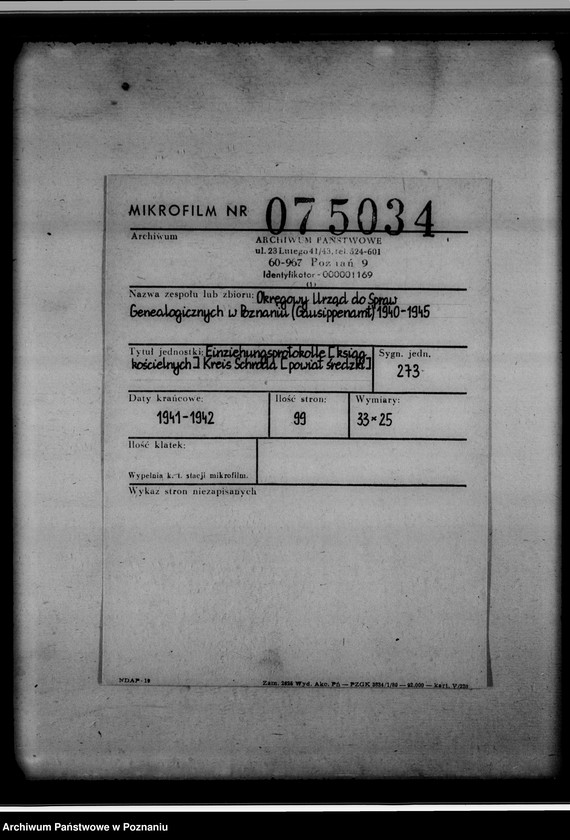 Obraz 2 z jednostki "Einziehungsprotokolle [ksiąg kościelnych] Kreis Schroda [powiat średzki]"