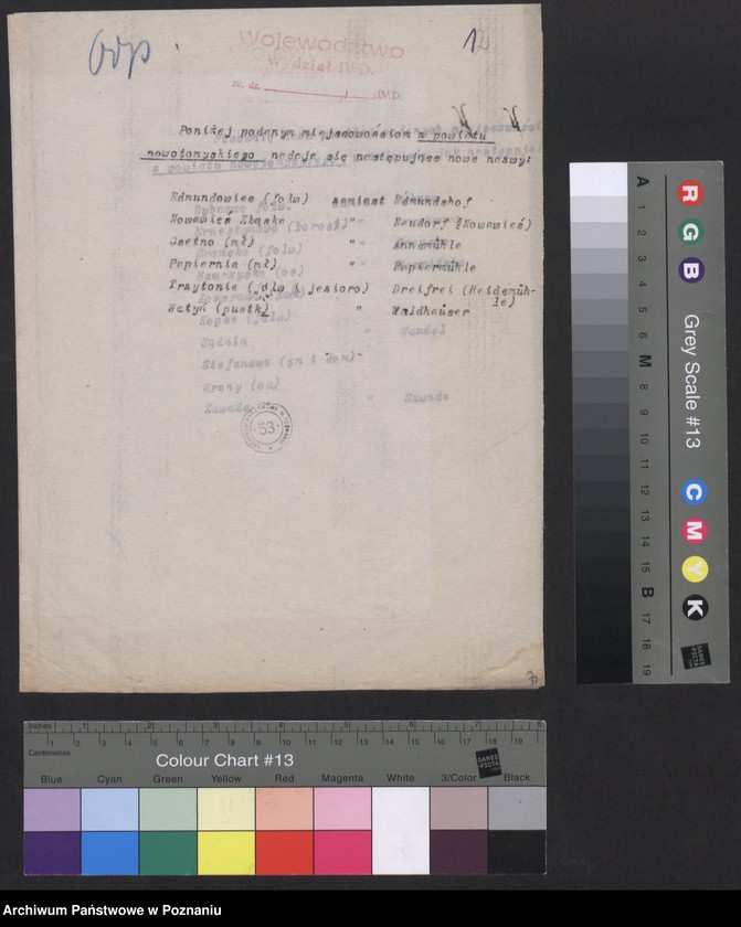 Obraz 3 z jednostki "[Materiały dotyczące spisu miejscowości powiatu nowotomyskiego]"