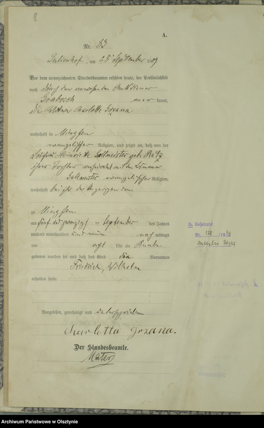 image.from.unit.number "Geburts-Register Nr 76-121 [1909], Nr 1-110 [1910]"