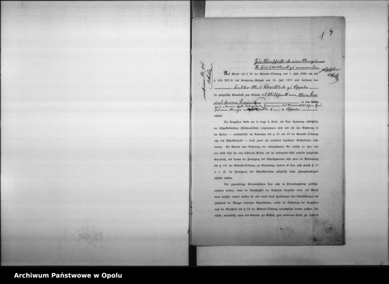 Obraz 10 z jednostki "Acta des Magistrats zu Oppeln betreffend Ausschank von "Wein, Bier und feinen Liqueren" im Riesenfeldschen Hause durch [...] Hentschel Vol: I"