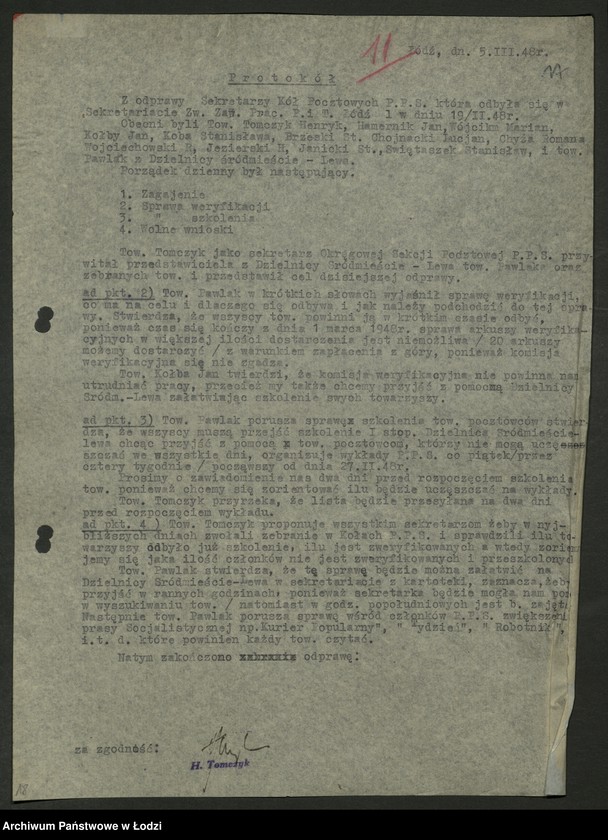 Obraz 18 z jednostki "Komitet Pocztowy PPS- protokoły posiedzeń. Koło Pocztowe- protokoły zebrań i protokoły współzawodnictwa pracy"