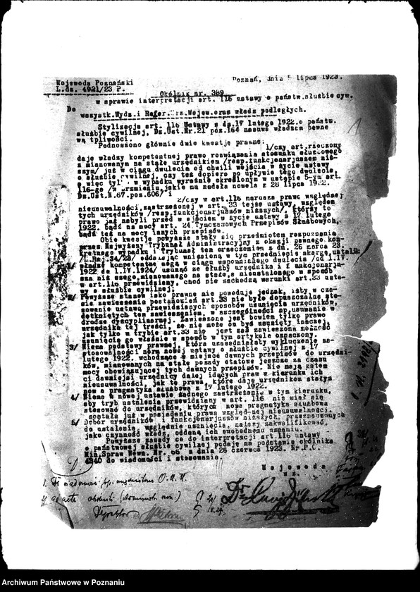 Obraz 5 z jednostki "Okólniki urzędu wojewódzkiego Ministerstwa b. Dzielnicy Pruskiej i innych ministerstw"