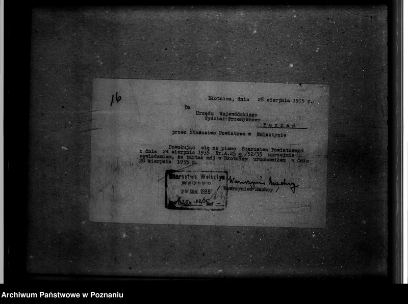 Obraz 20 z jednostki "Zatwierdzenie zakładu przemysłowego tartaku/ W. Machoy w Błotnicy powiat wolsztyński"