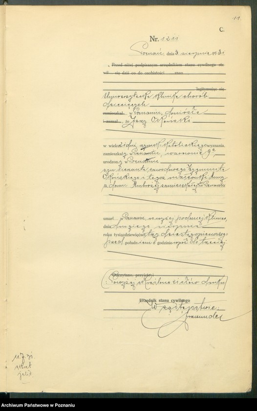Obraz 13 z jednostki "Księga miejscowa zgonów tom III [Rejestr główny zgonów]"