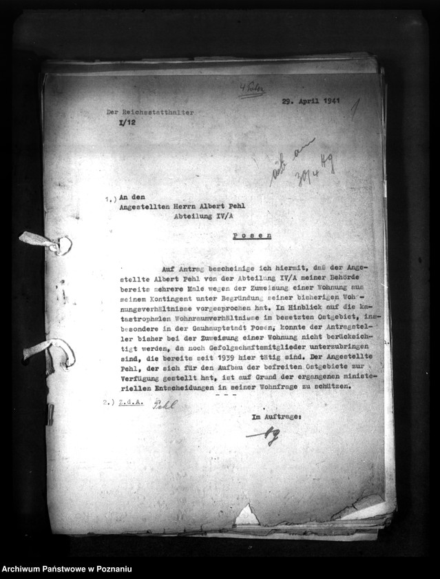 Obraz 5 z jednostki "Wohnungszuweisungen für Deutsche. Verdrängung der Polen."