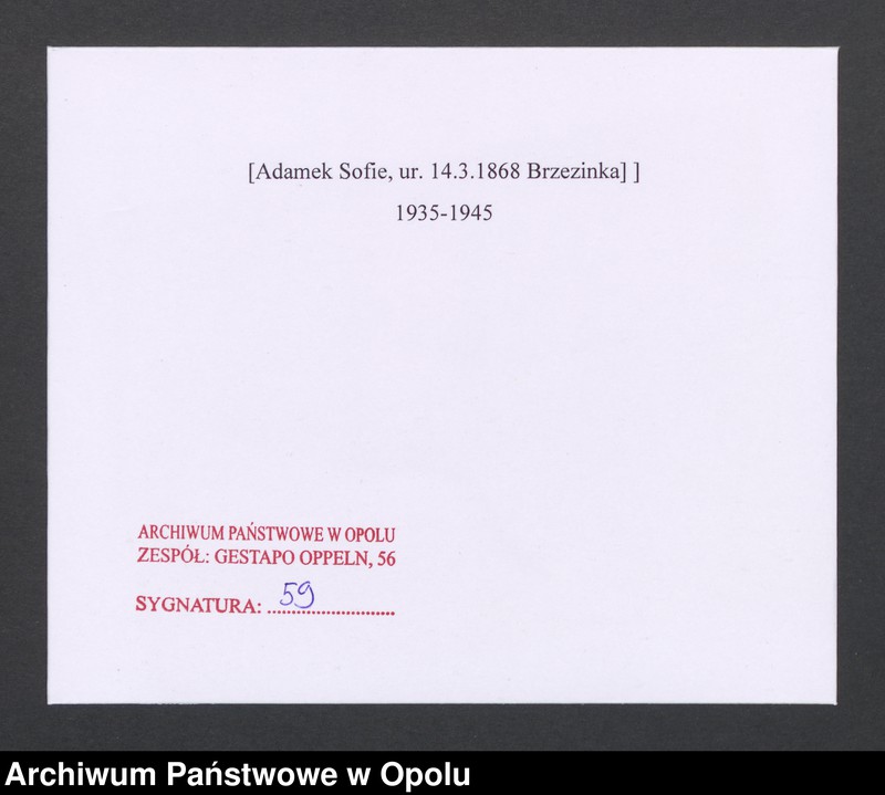 Obraz 2 z jednostki "[Adamek Sofie, ur. 14.3.1868 Brzezinka] ]"