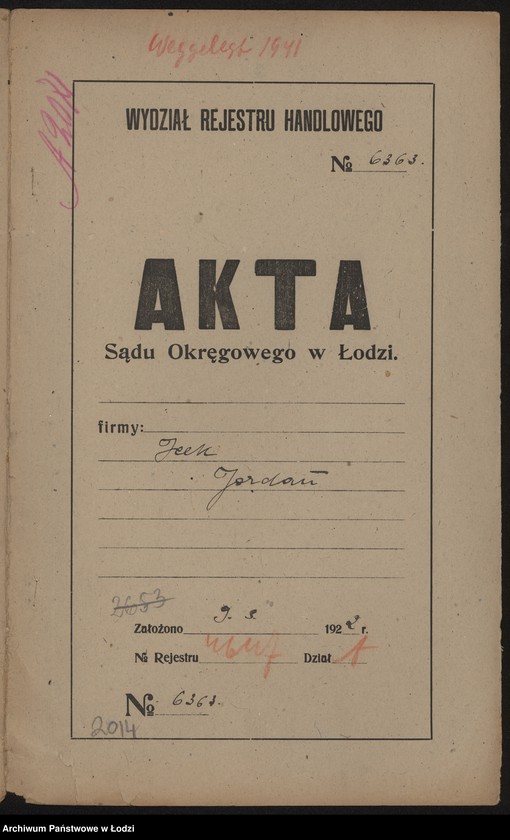 Obraz 2 z jednostki "Icek Jordan- prowadzenie zakładu zegarmistrzowskiego"