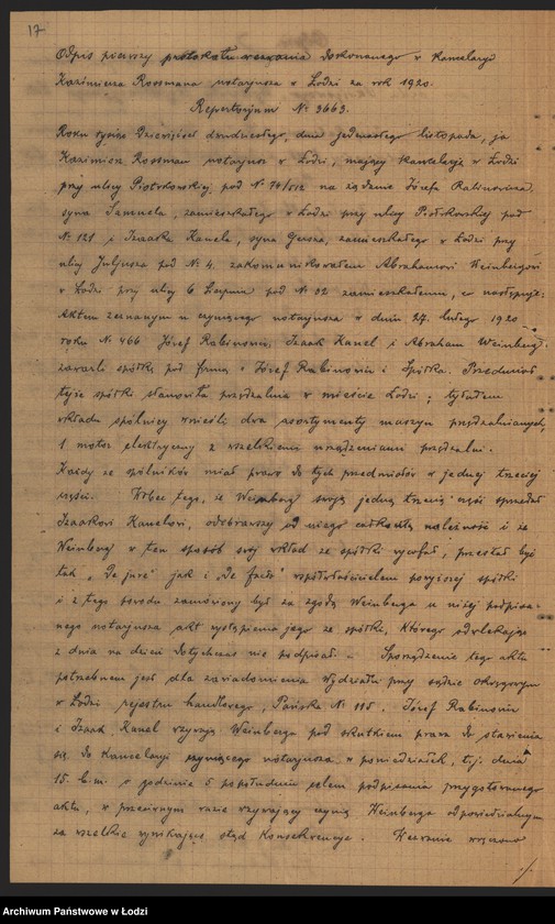 Obraz 19 z jednostki "„Józef Rabinowicz i s-ka” – wyrób i sprzedaż przędzy"