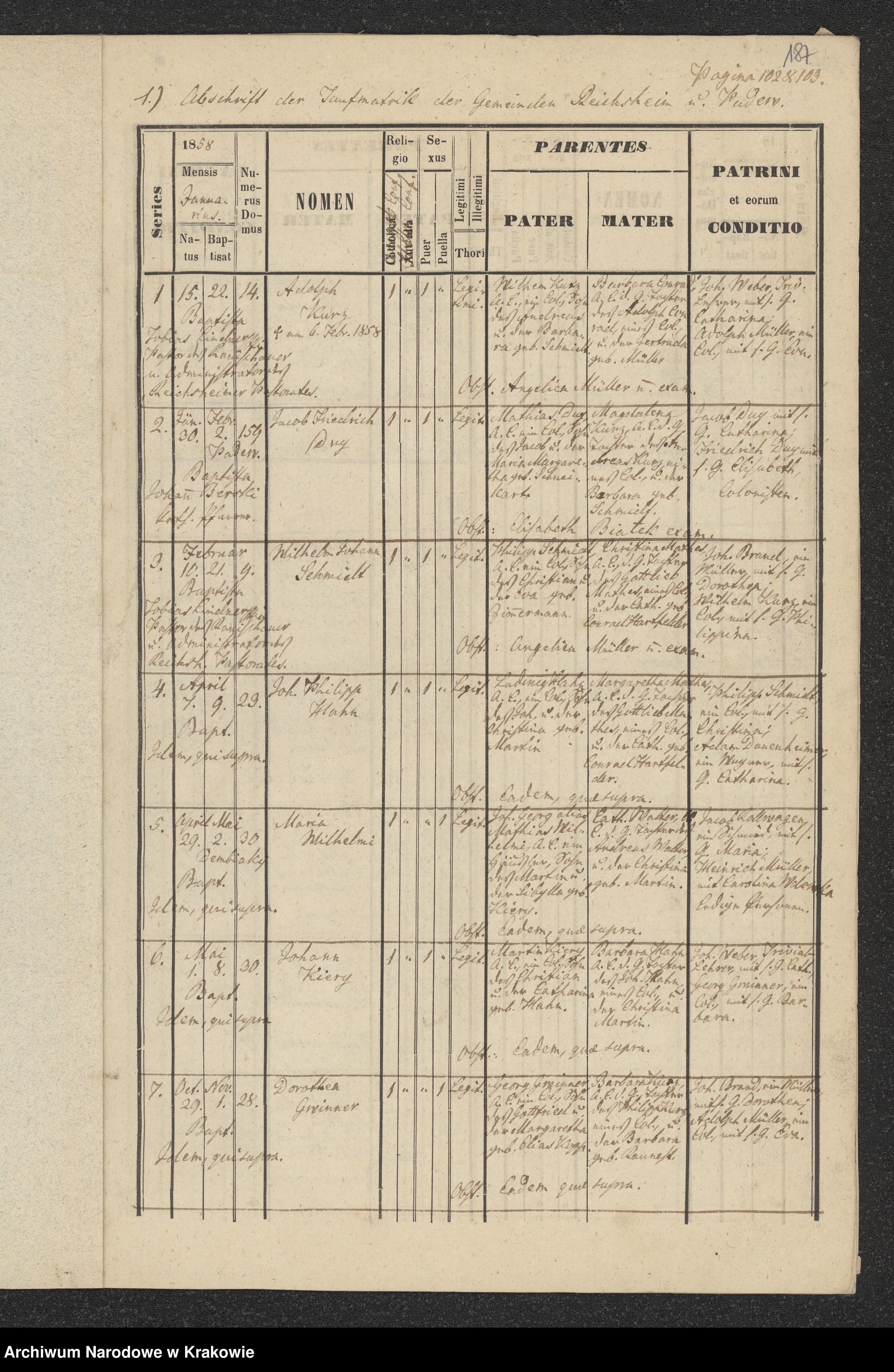 Skan z jednostki: Akta stanu cywilnego (Hohenbach, Reichsheim)