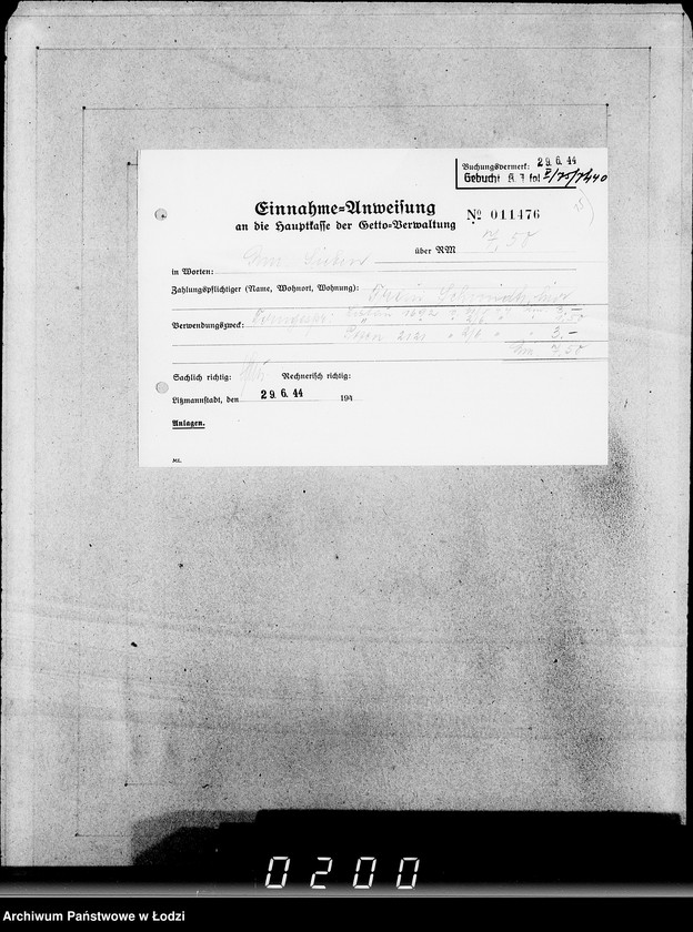 Obraz 19 z jednostki "26 Kassenbelege nr 62/7084- 7850"