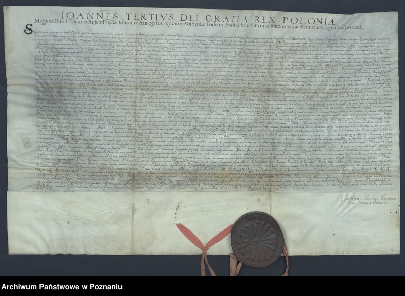 Obraz 3 z jednostki " Jan III (Sobieski) król Polski … potwierdza w transumpcie dokument króla Michała z dnia 12.XII.1669 potwierdzający statut cechu postrzygaczy sukna"