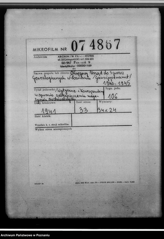 Obraz 2 z jednostki "[Wytyczne i korespondencja w sprawie zabezpieczenia magazynów archiwalnych]"