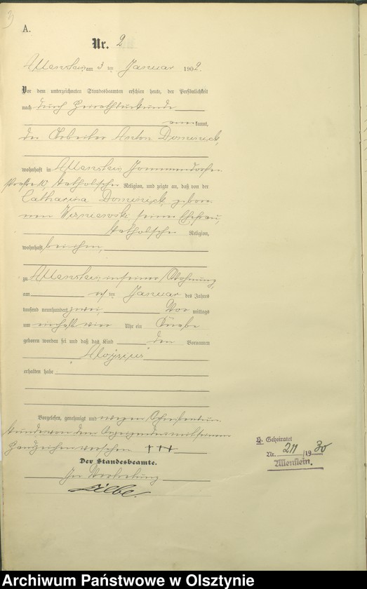 image.from.unit.number "Geburts-Haupt-Register Tom I,Nr 1 - 399"