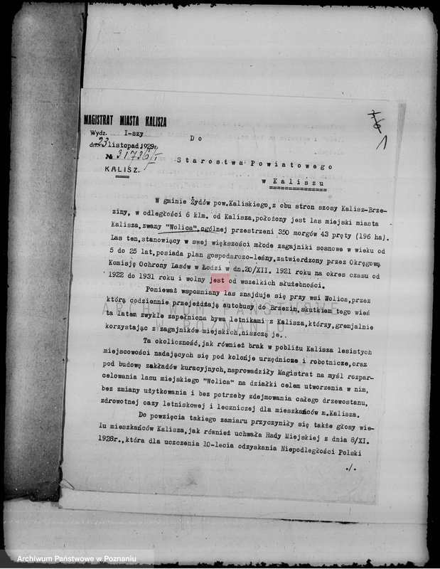 Obraz 5 z jednostki "Sprawa częściowej zmiany użytkowania 196,08 ha gruntów leśnych miasta Kalisza dla celów parcelacji letniskowej"