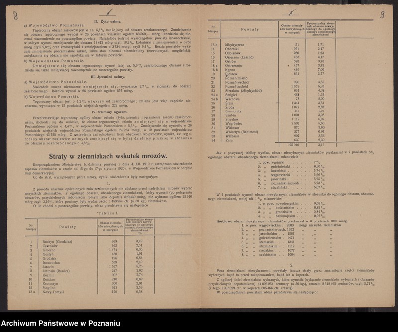 Obraz 8 z jednostki "[Oszacowanie plonów w 1919 roku. Stan ziemiopłodów w kwietniu 1920 roku]"