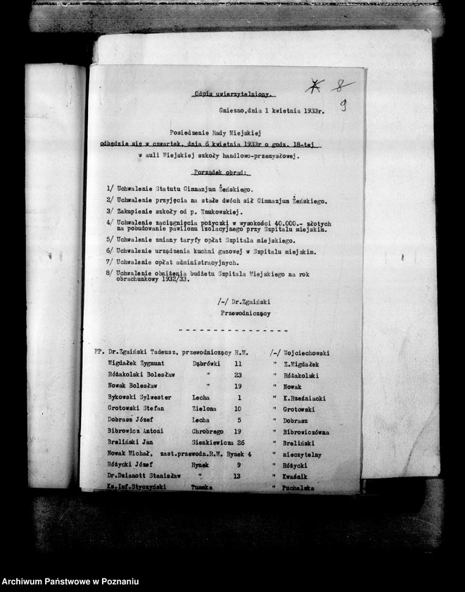 Obraz 13 z jednostki "Miejskie Gimnazjum Żeńskie imienia Błogosławionej Jolanty Gniezno [między innymi sprawozdanie z pracy wychowawczej za rok szkolny 1932/33 oraz budżet miasta Gniezna 1933/34]"