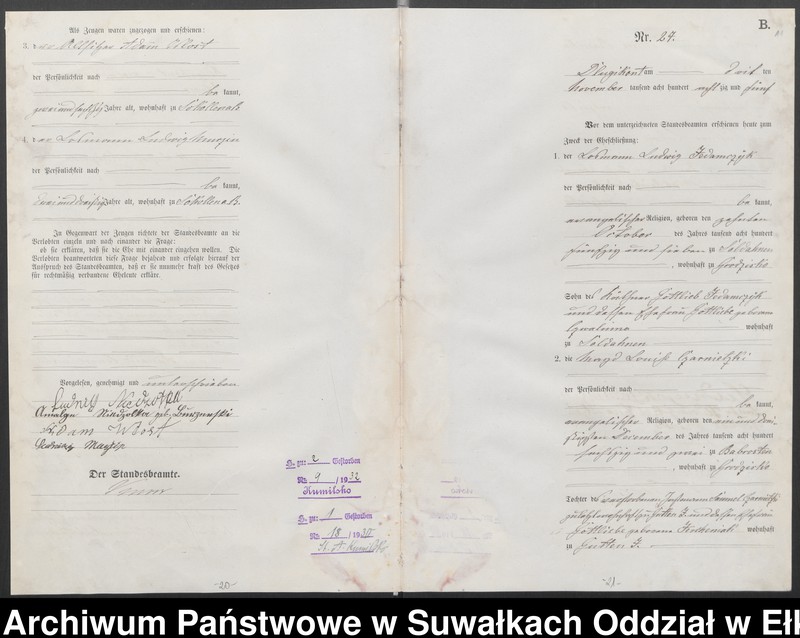 image.from.unit.number "[Heiraths-Haupt-Register des Königlichen Preussischen Standes-Amtes Kumilsko Kreis Johannisburg]"