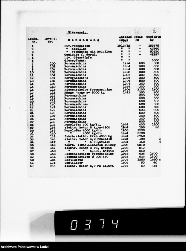 Obraz 6 z jednostki "Metallabteilung. [Listy przesyłkowe]"
