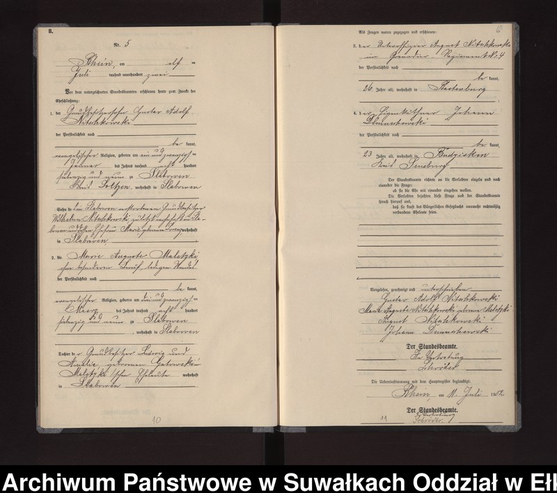 image.from.unit.number "Heiraths-Neben-Register des Königlichen Preussischen Standes-Amtes Gneist Kreis Loetzen"