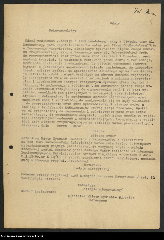 Obraz 6 z jednostki "Materiały dotyczące fabryki "H. Landsberg" - Państwowe Zakłady Wełniane Tomaszów Mazowiecki"