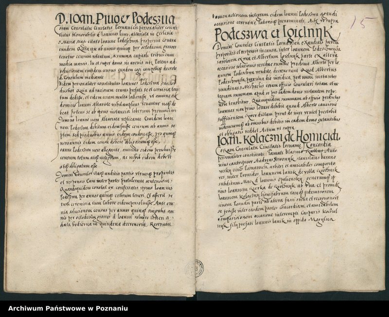 Obraz 17 z jednostki "Liber actorum civilium Posnaniensium incipitur ab feria tertia ante festum s.Mathei evangeliste anni domini 1554 usque ad annum 1556 ... sub B.W. notario."