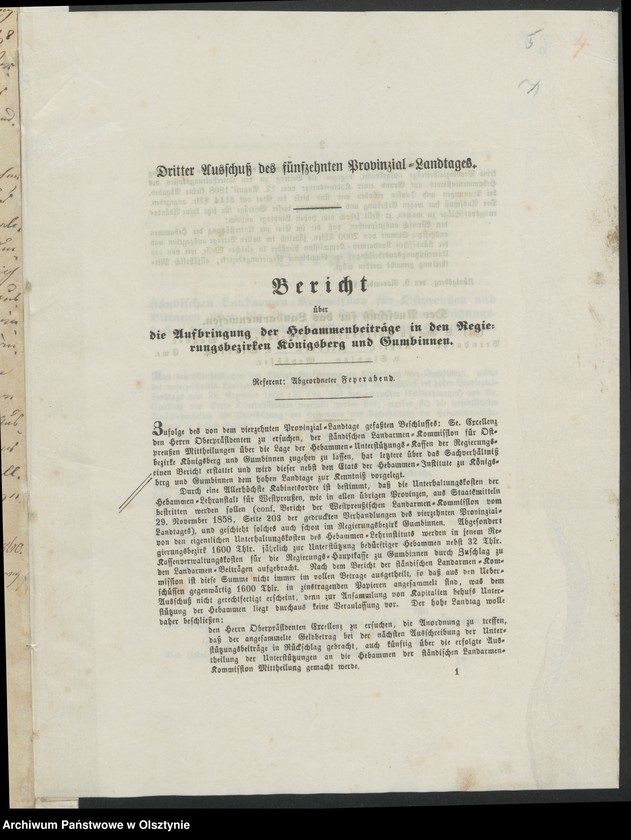image.from.unit.number "Acta des 15ten Provinzial-Landtages der Stände des Königreichs Preußen. Das Hebammen-Wesen in den Regierungsbezirken Königsberg [Królewiec] und Gumbinen [Gąbin]"