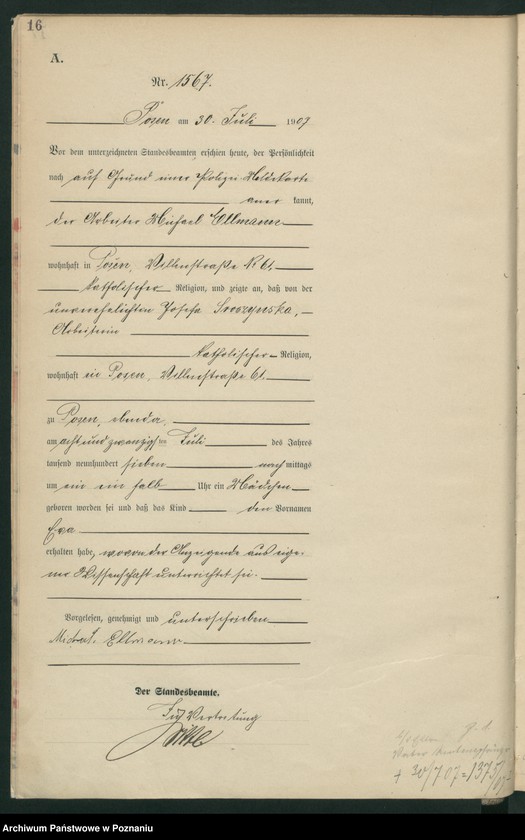 Obraz 18 z jednostki "Księga miejscowa urodzeń tom IV [Rejestr główny urodzeń]"