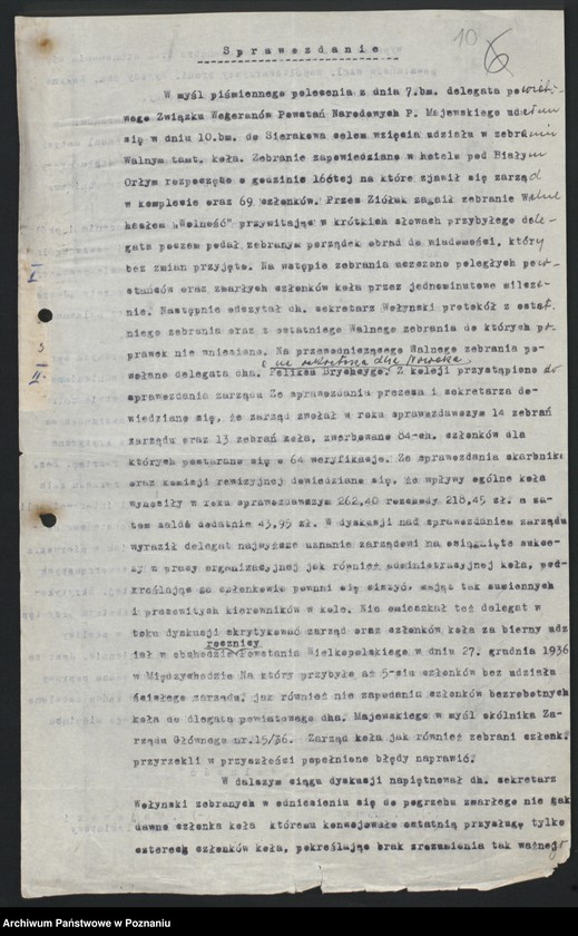 Obraz 13 z jednostki "Sprawozdania z działalności poszczególnych kół okręgu poznańskiego oraz korespondencja dotycząca tych zw. Składy osobowe zarządu."