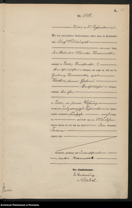 Obraz 19 z jednostki "Księga miejscowa urodzeń tom IV[Rejestr główny urodzeń]"