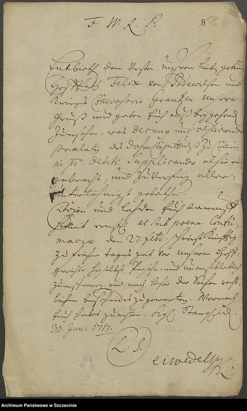 image.from.unit.number "Domkapitel contra Hofrat Felix v[on] Podevils und den Kriegskommissarius Paul Grantz in po debiti."