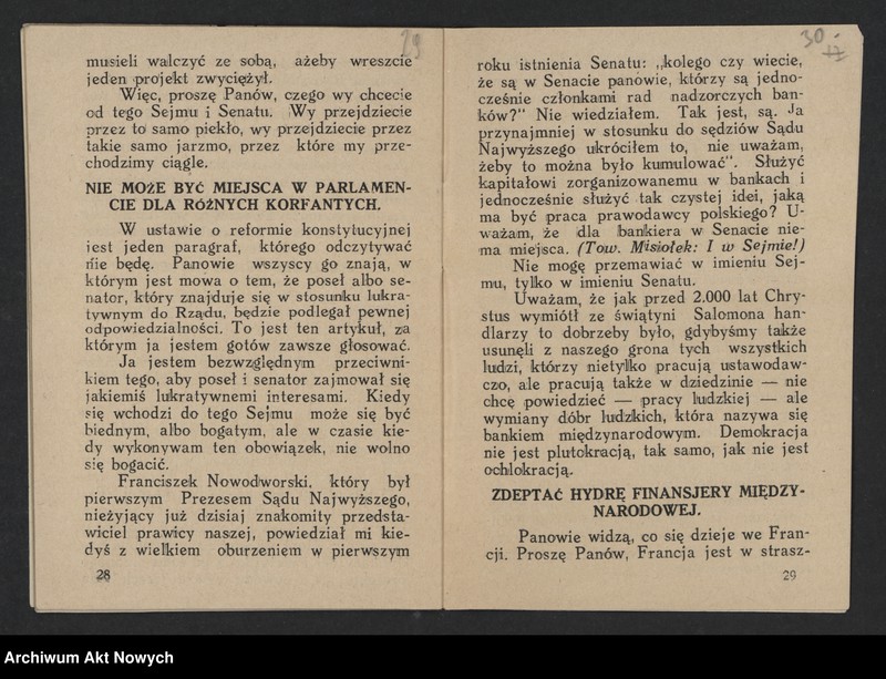 image.from.unit.number "Pozner Stanisław (Senator); Załączniki: S. Pozner - "W obronie demokracji". Przemówienie w Senacie w dn. 31 VII 1926 r.; L.1"