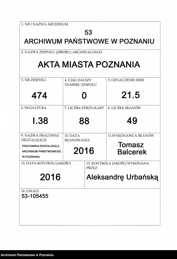 Obraz 1 z jednostki "Liber contumaciarum"
