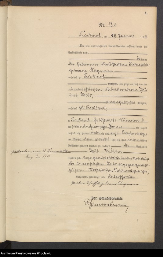 image.from.unit.number "Księga urodzeń USC Mieroszów (Friedland) 1898"