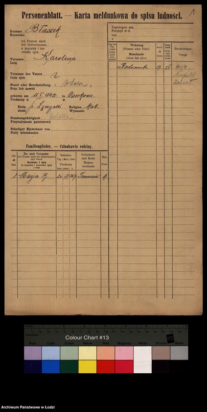 Obraz 3 z jednostki "[Spis ludności Łodzi] Błaszek - Bochenek"